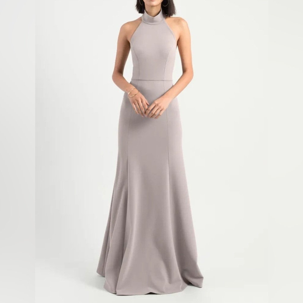 Jenny Yoo Petra Bridesmaid Dress Size 12 Maxi Halter Neutral Quartz Wedding